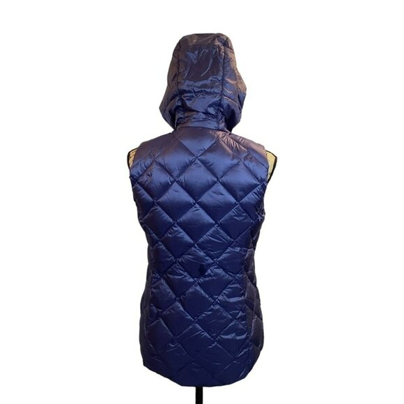 Womens Down Quilted Puffer Vest With Removable Hood Reversible Lightweight Small - Picture 2 of 16